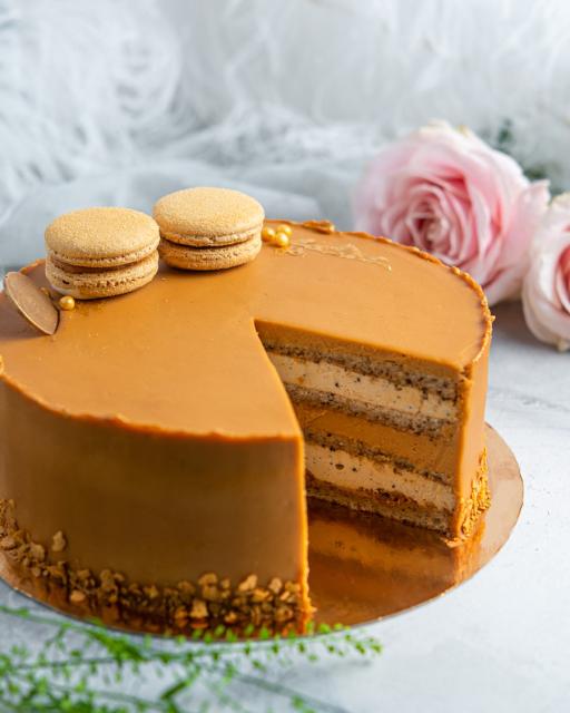 Earl Gray and salted caramel cake